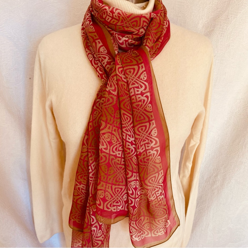 Biba extra long silk print scarf.